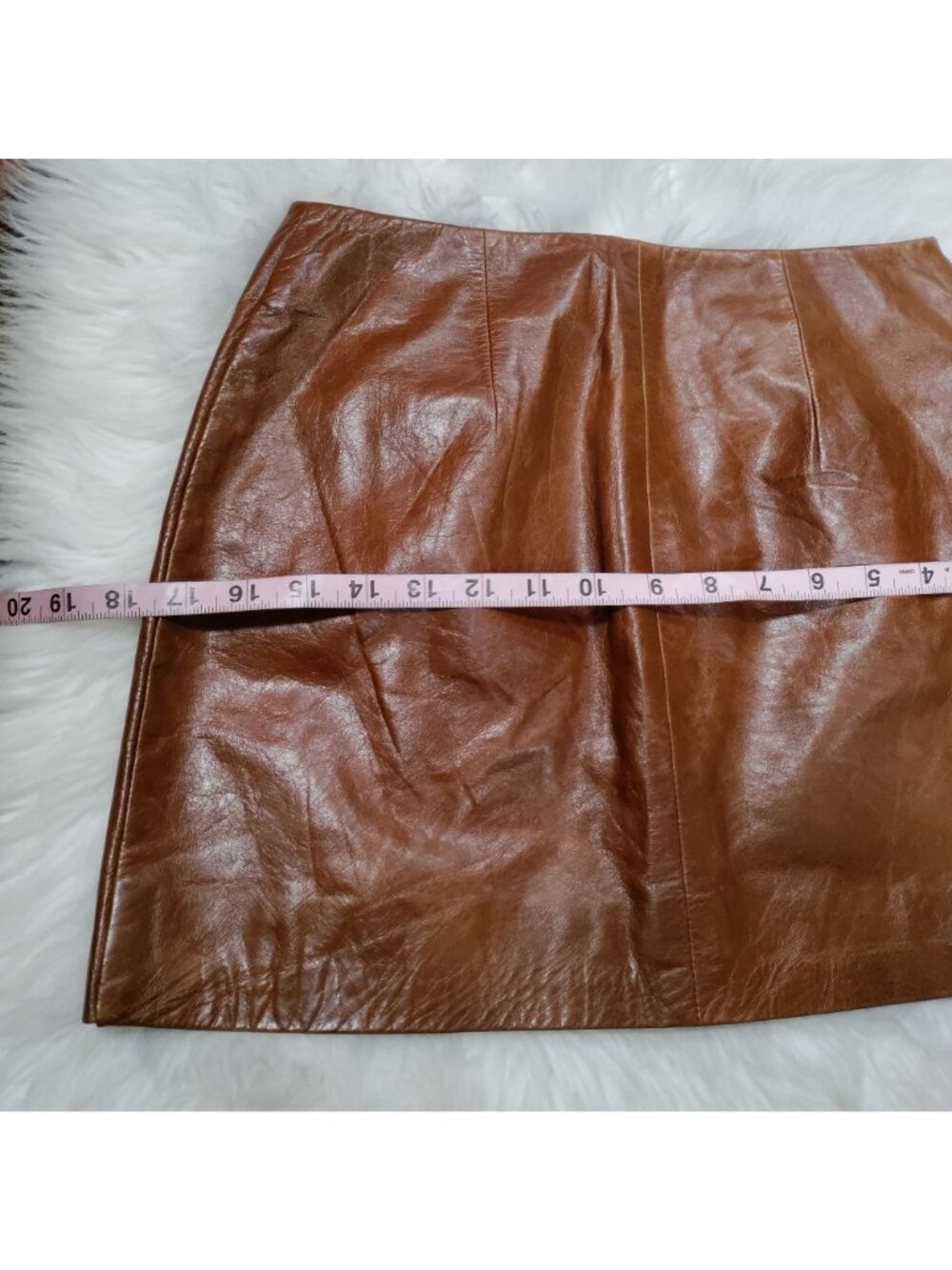 Hugo Buscati 100% Leather Antique 70s Style Brown A-Line Wrap Mini Skirt Size 6 - Picture 13 of 16